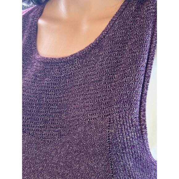 American Eagle Sleeveless Metallic Knit Fit & Flare Mini Dress in Burgundy - Picture 5 of 5